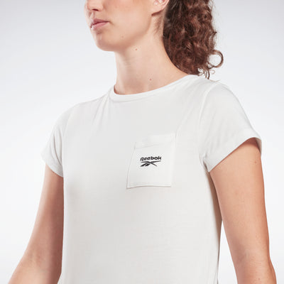 Reebok Apparel Women Reebok Identity Pocket T-Shirt White