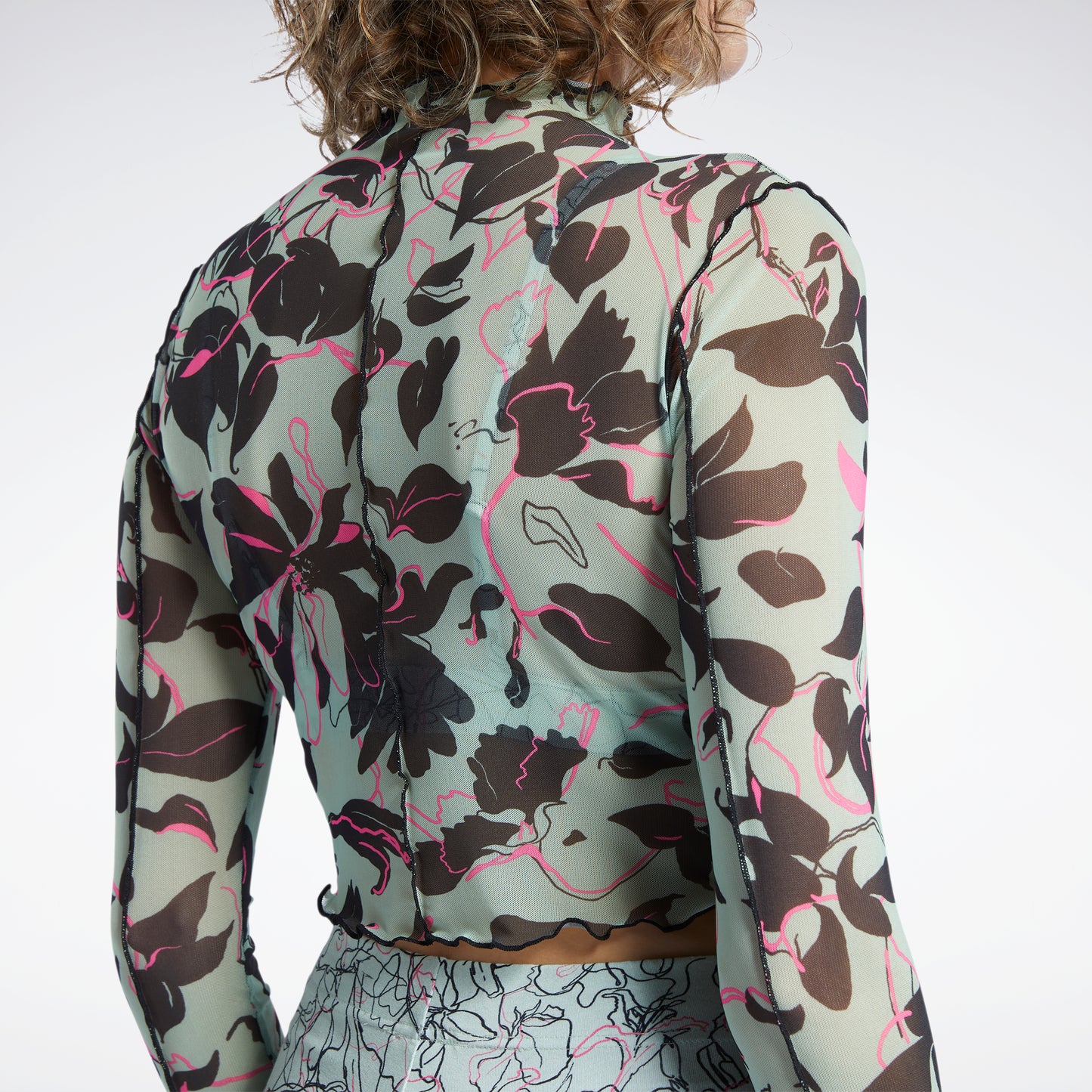 Reebok Apparel Women Classics Flourishing Floral Print Mesh Long-Sleeve Top Long-Sleeve Top Lgtsag