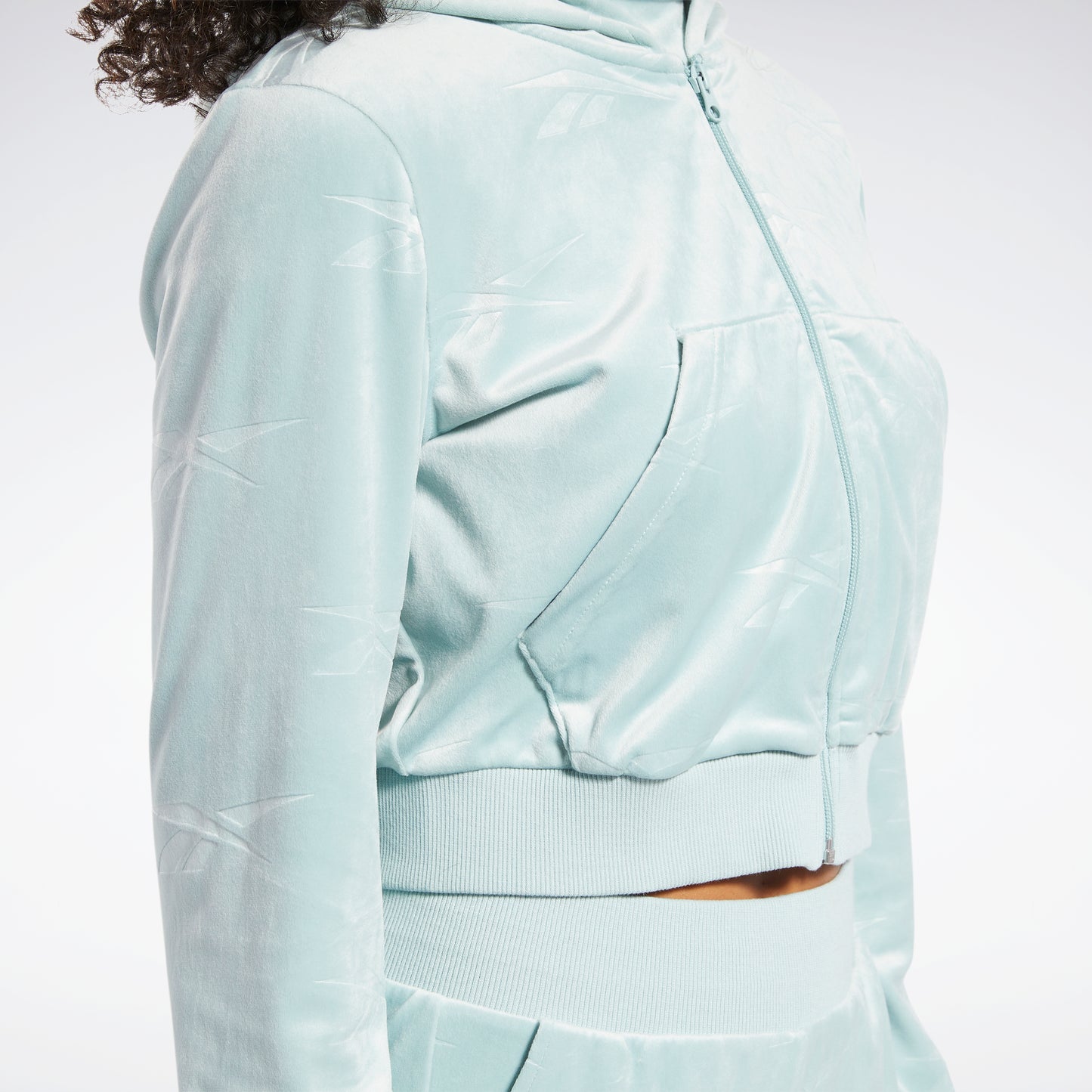 Reebok Women's Classics Energy Q4 Velour Zip-Up Sweatshirt-Grey - Hibbett