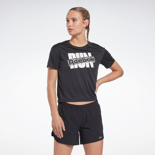 Reebok Apparel Women Running Speedwick Graphic T-Shirt Nghblk
