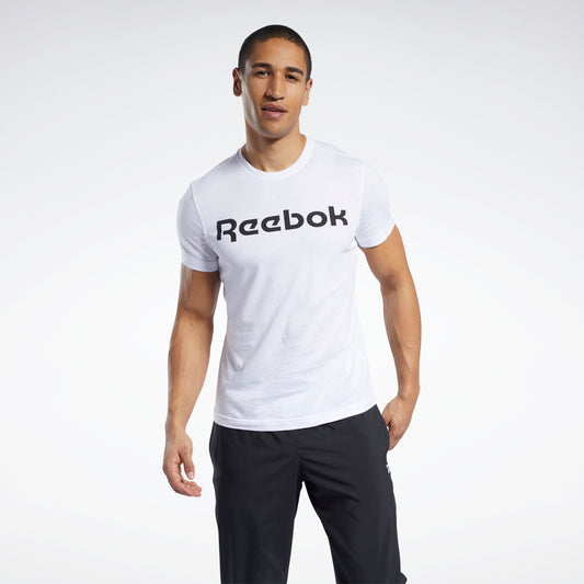 Reebok Apparel Men Graphic Series Linear Logo Tee White