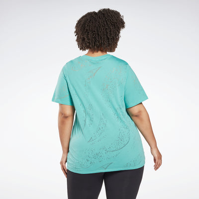 Reebok Apparel Women Burnout T-Shirt (Plus Size) Semi Classic Teal