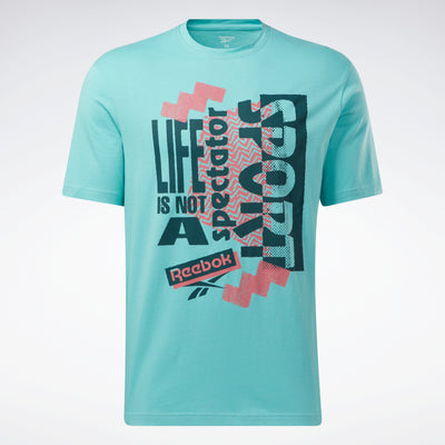 Reebok Apparel Men Graphic Series Spectator Sport Vibe T-Shirt Semi Classic Teal