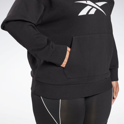 Reebok Apparel Women Reebok Identity Logo Fleece Hoodie (Plus Size) Black