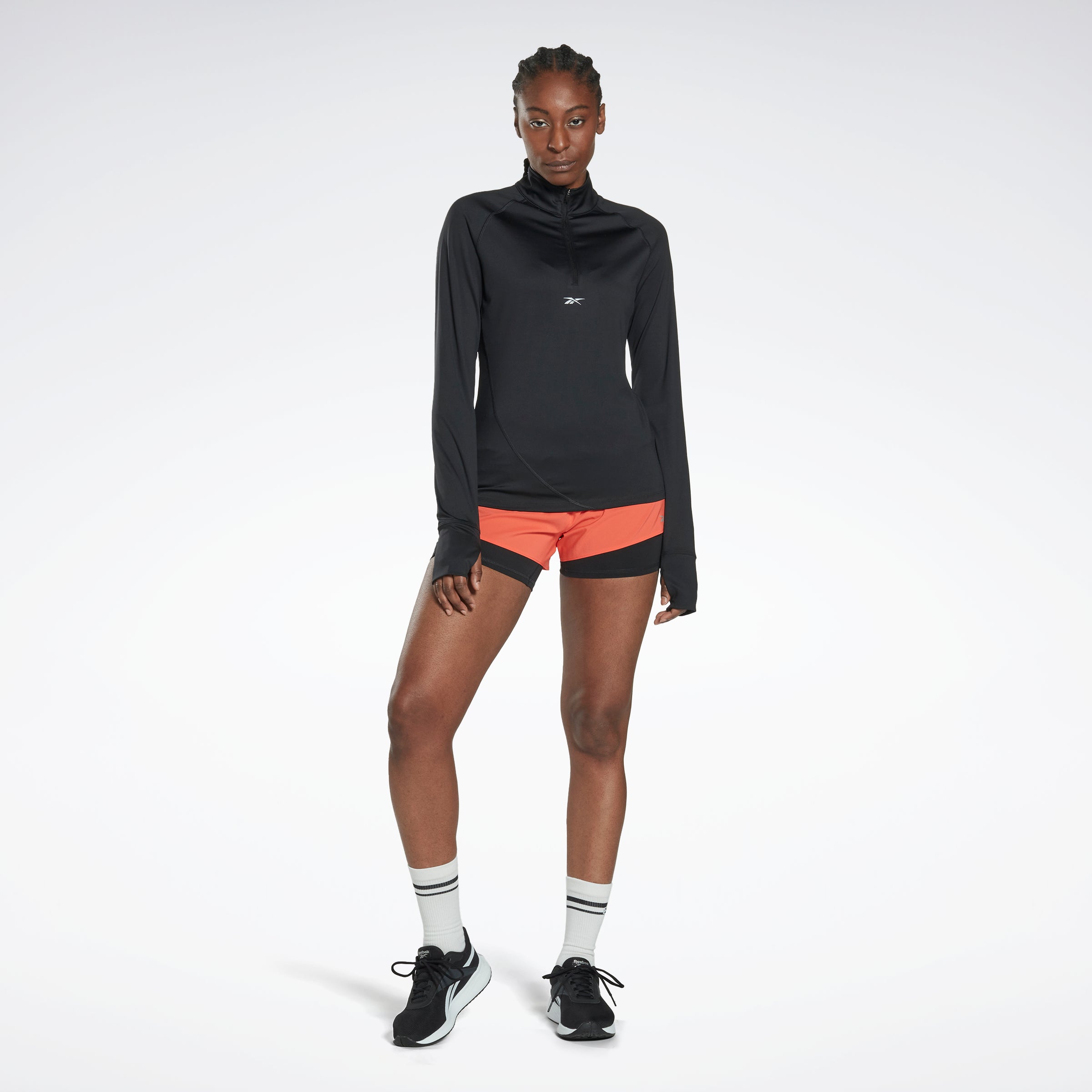 Reebok Apparel Women Running Quarter-Zip Sweatshirt Nghblk