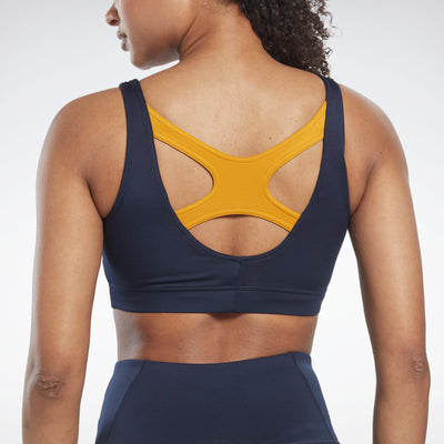 Womens Reebok Sports Bra Blue/ Pink Medium Impact Bralette Yoga 2pc Reebok  L-XL