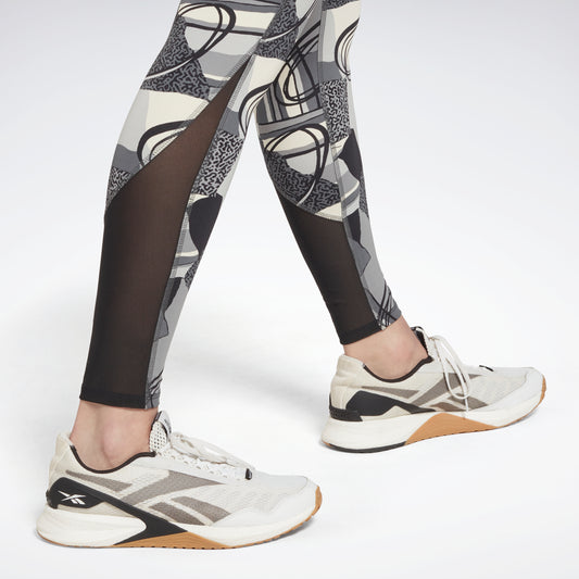 Reebok Apparel Women Lux Printed Perform Leggings Black