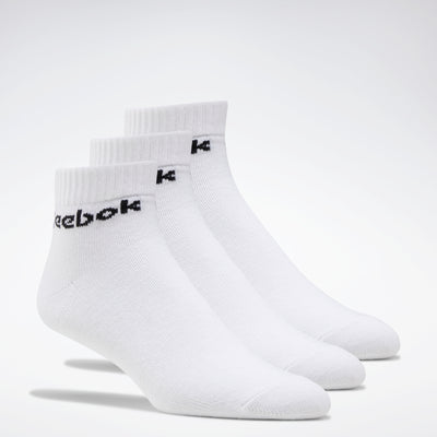 Reebok Apparel Men Active Core Ankle Socks 3 Pairs White