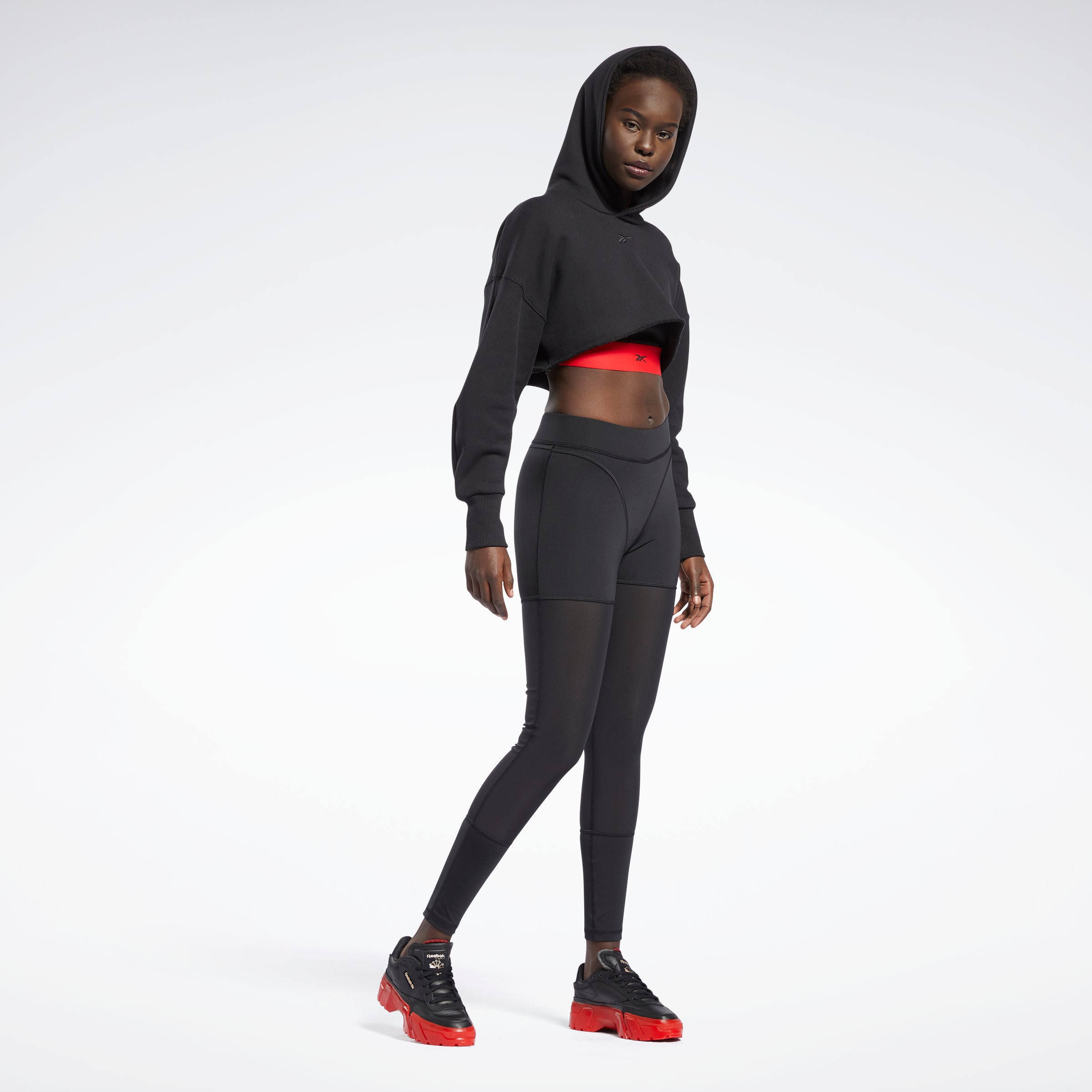 Reebok training mesh on sale insert leggings in black