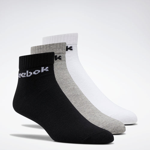 Reebok Apparel Men Active Core Ankle Socks 3 Pairs White/Black/Mgreyh