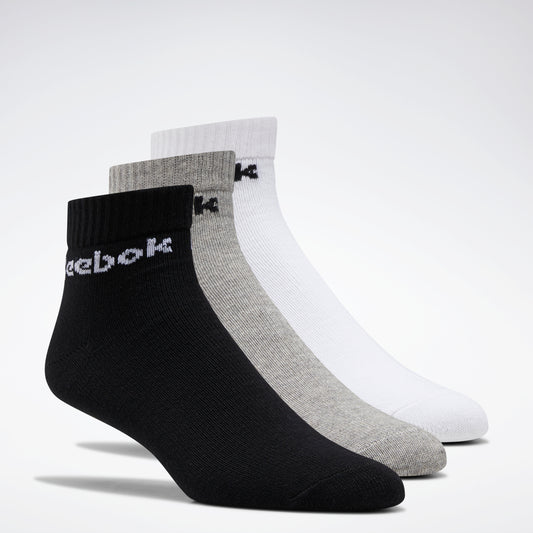 Reebok Apparel Men Active Core Ankle Socks 3 Paires White/Black/Mgreyh