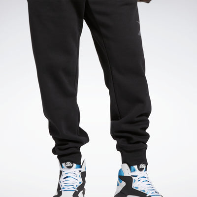 Reebok Sweatpants Mens L Grey Black Logo Relaxed Fit