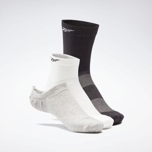 Reebok Apparel Men Active Foundation Ankle Socks 3 Pairs Black/White