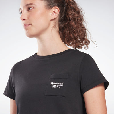 Reebok Apparel Women Reebok Identity Pocket T-Shirt Black