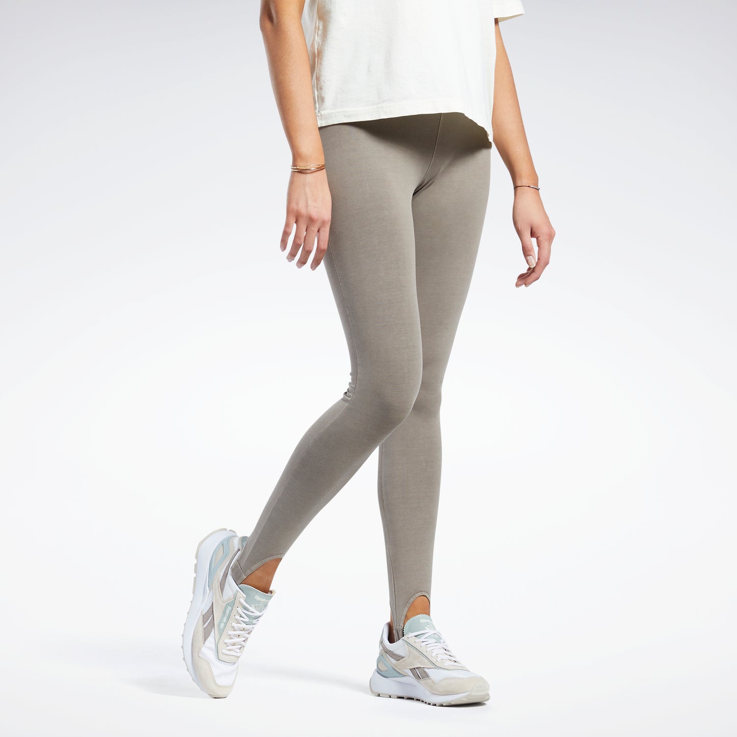 2023 New Classic Striped Cotton Leggings Women Gray Large Size
