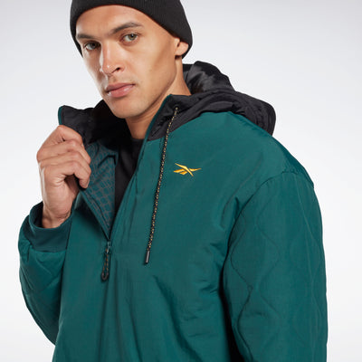 Reebok Apparel Men Thermowarm+Graphene Hooded Half-Zip Jacket Forgrn