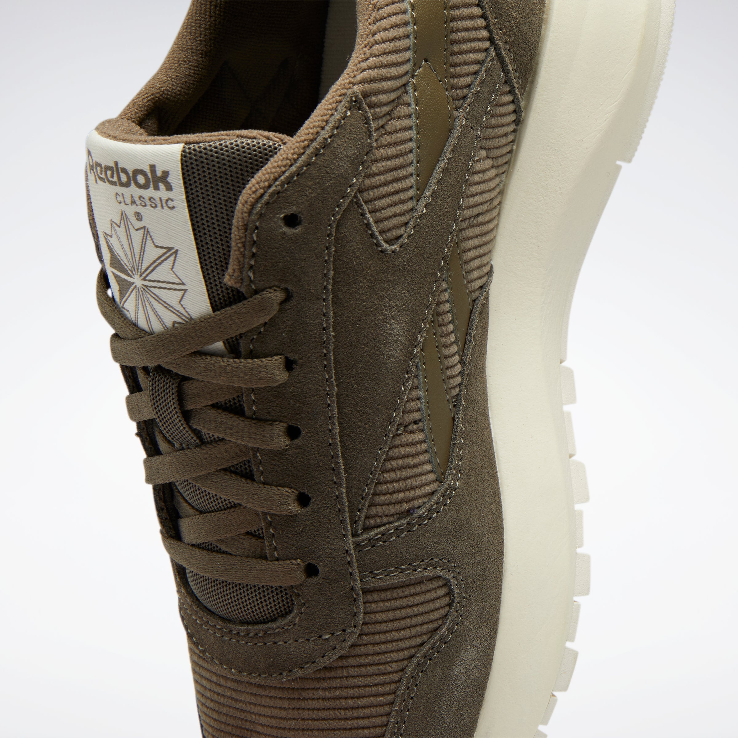 Womens reebok khaki classic leather sale suede