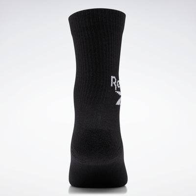 Reebok Apparel Men Classics Fold-Over Crew Socks 3 Pairs Black