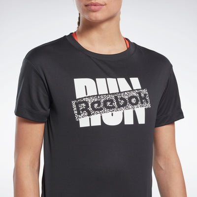 Reebok Apparel Women Running Speedwick Graphic T-Shirt Nghblk
