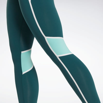 Reebok Apparel Women Lux High-Waisted Colorblock Leggings Forgrn