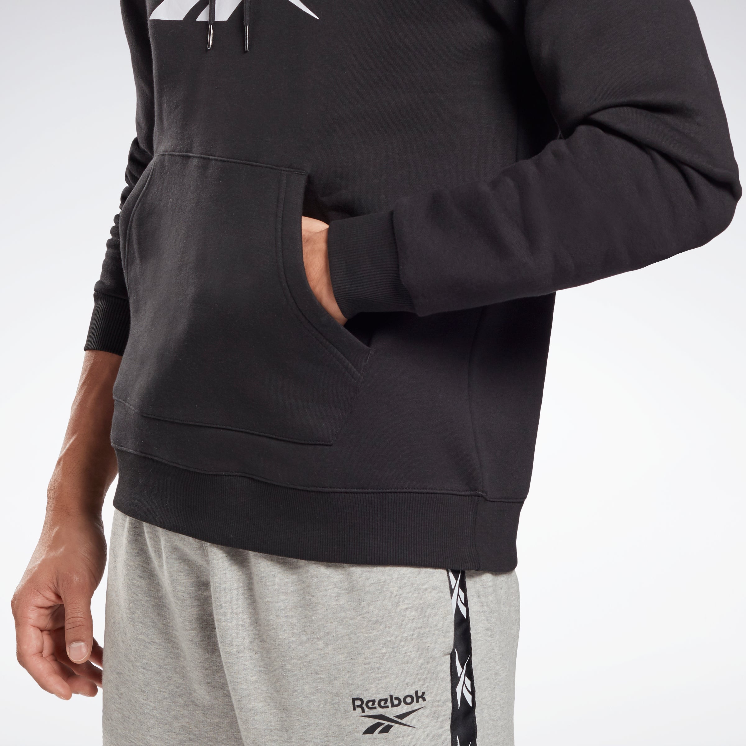 Reebok Apparel Men Reebok Identity Fleece Hoodie Black/White