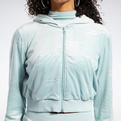 Reebok Apparel Women Classics Energy Q4 Velour Zip-Up Sweatshirt Seagry