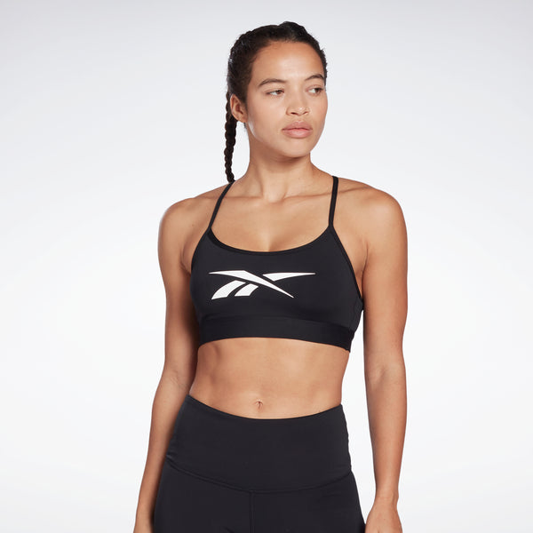 Buy REEBOK Black Solid Polyester Slim Fit Womens Sports Bra