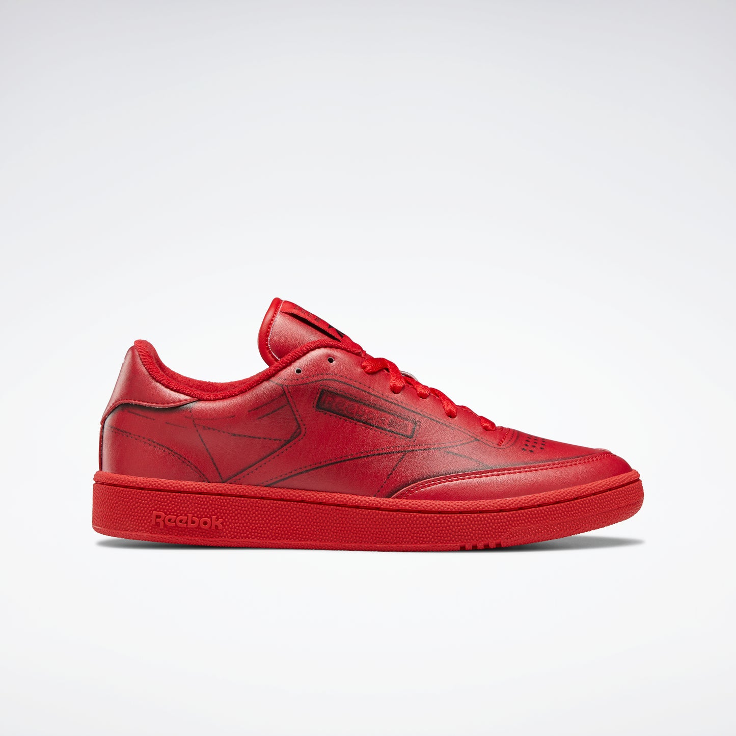 Reebok x Maison Margiela Club C Tromp L'Oeil Red Sneaker 7.5W