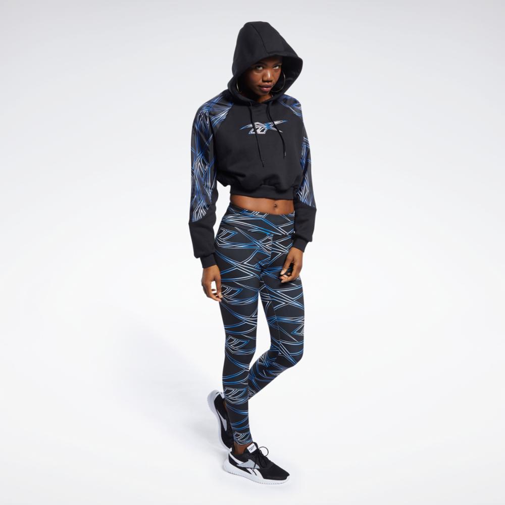 Reebok Apparel Women Classics Graphics Cropped Hoodie BLACK