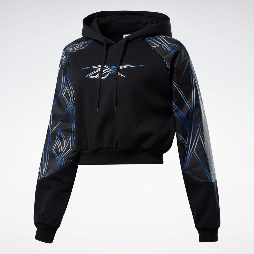 Reebok Apparel Women Classics Graphics Cropped Hoodie BLACK