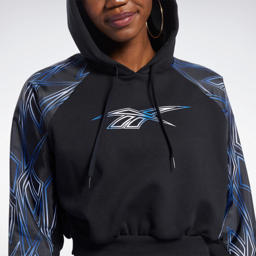 Reebok Apparel Women Classics Graphics Cropped Hoodie BLACK