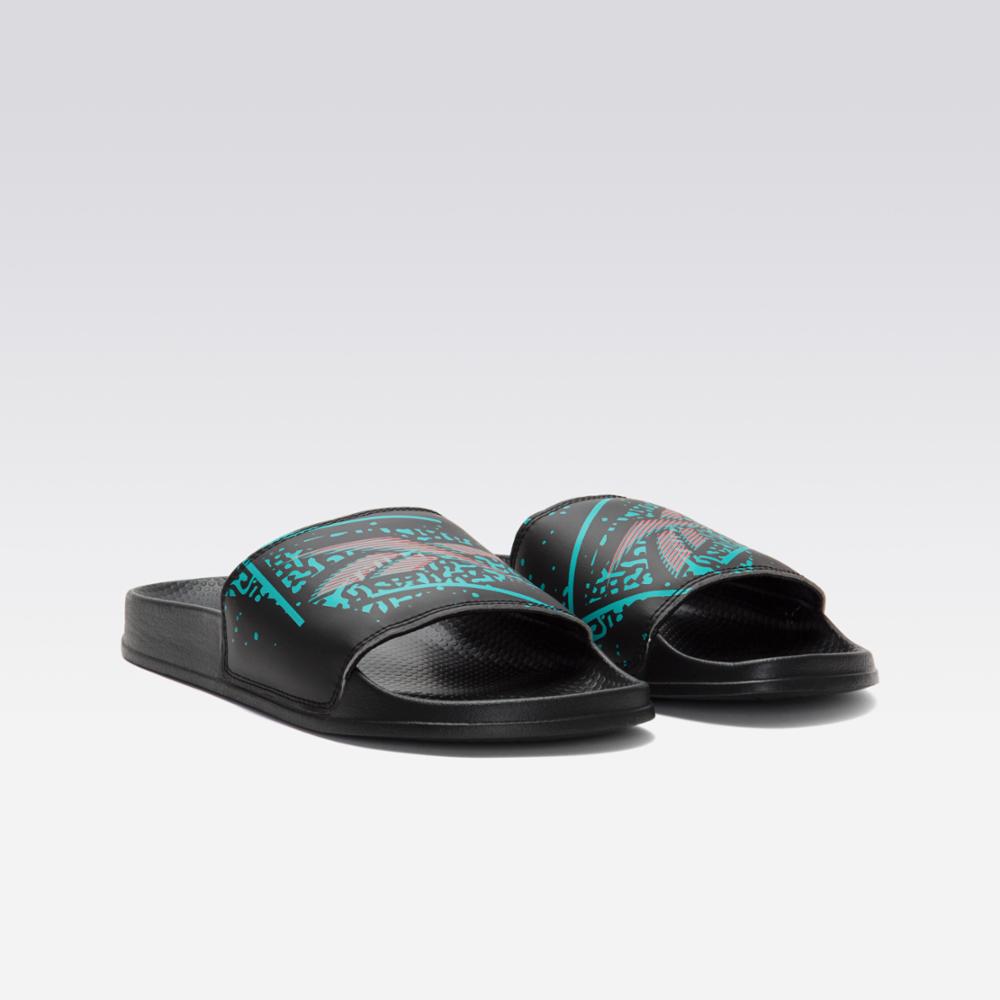 Reebok Footwear Men REEBOK CLASSIC SLIDE CORE BLK/CLASSIC TEAL/ORANGE