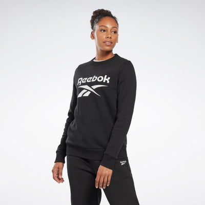 Reebok Apparel Women Reebok Identity Big Logo Fleece Crew Sweatshirt BLACK