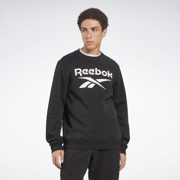 Reebok Men's Identity Fleece Stacked Logo Pullover Hoodie, Feel Good Blue,  S at  Men's Clothing store