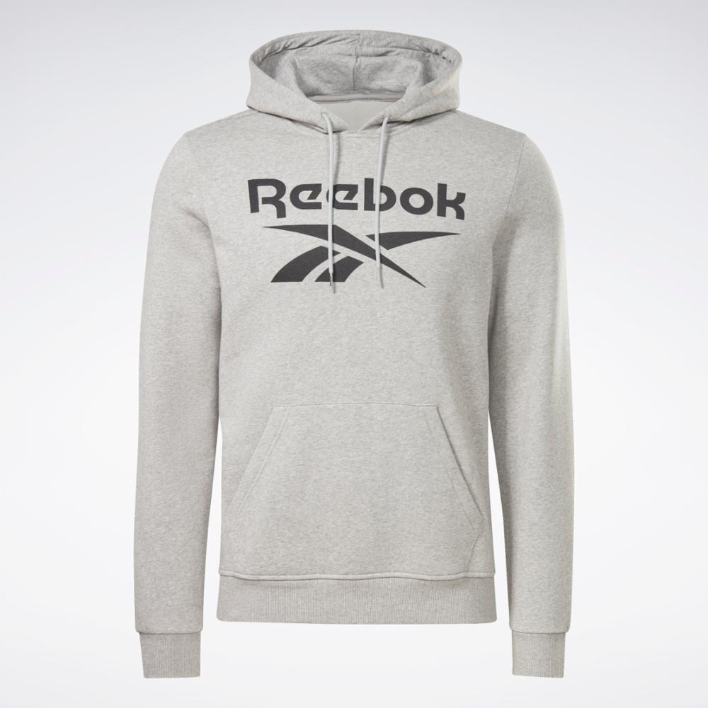 Reebok Apparel Men Reebok Identity Fleece Stacked Logo Pullover Hoodie