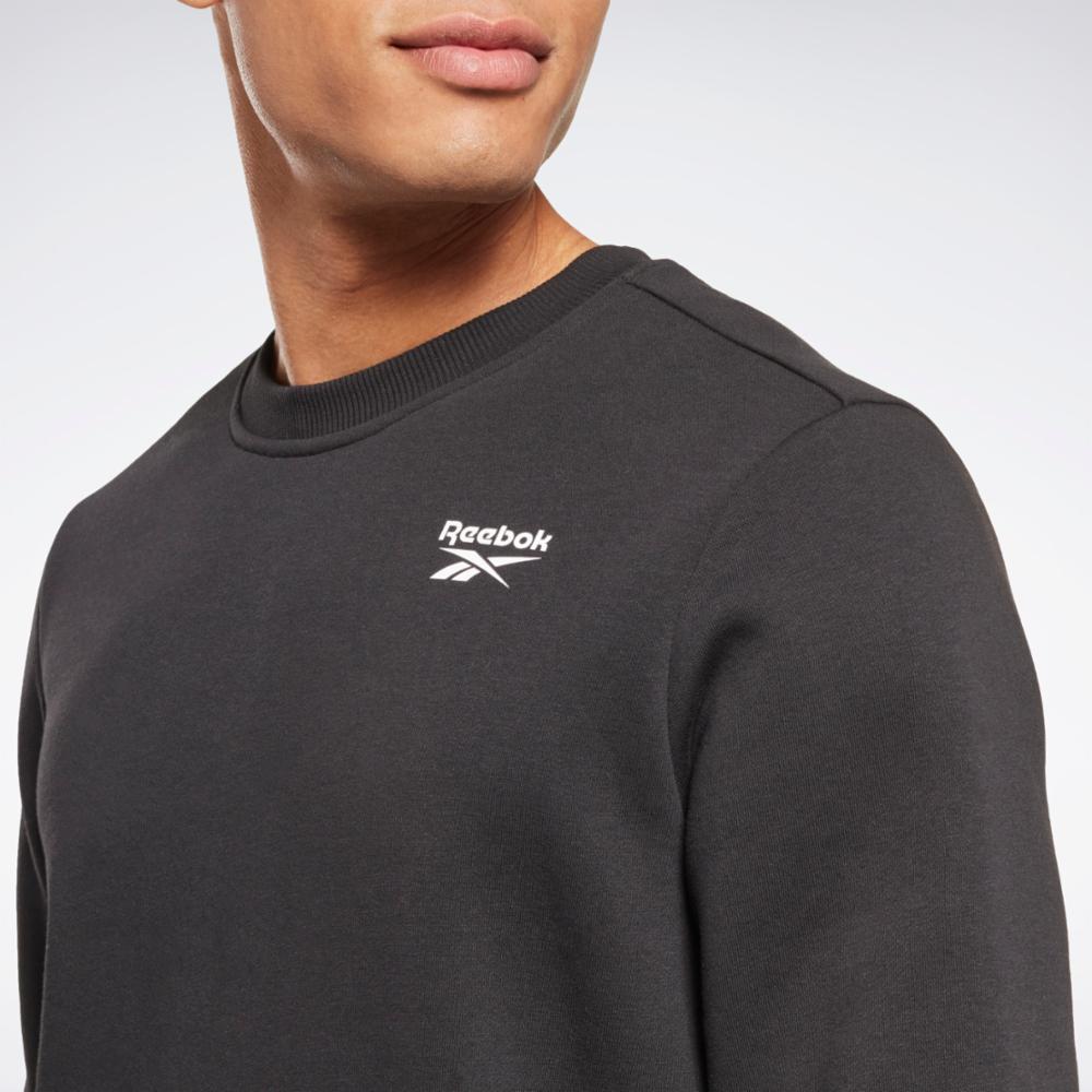Reebok Apparel Men Reebok Identity Fleece Vector Crew Sweatshirt BLACK