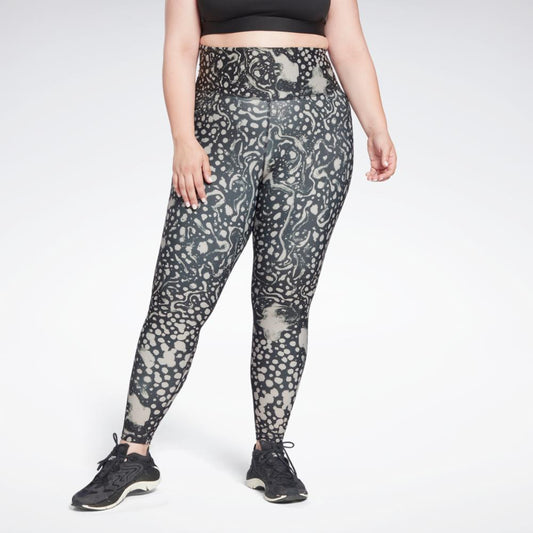 Reebok Apparel Women Lux 2.0 Speckle Modern Safari Leggings (Plus Size) NGHBLK