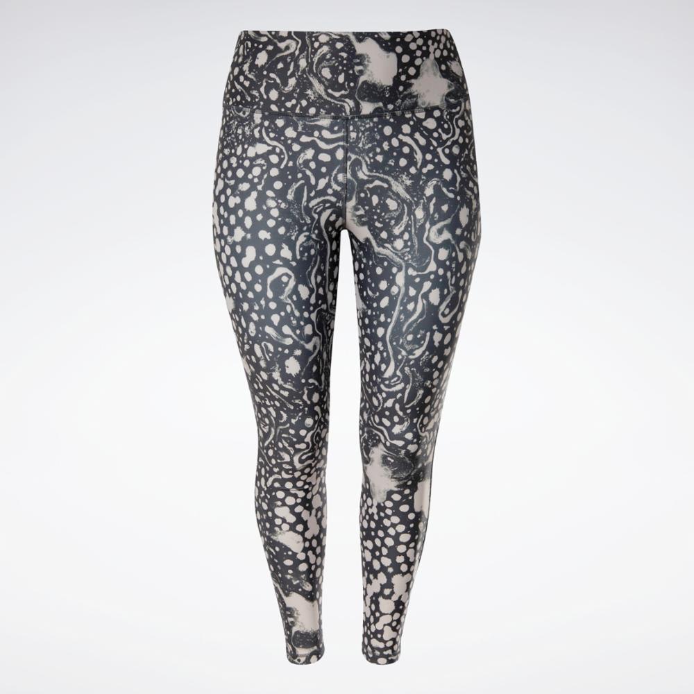 Reebok Apparel Women Lux 2.0 Speckle Modern Safari Leggings (Plus Size) NGHBLK