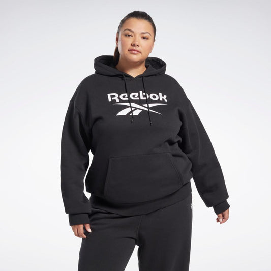 Reebok Apparel Women Reebok Identity Big Logo Fleece Hoodie (Plus Size) BLACK