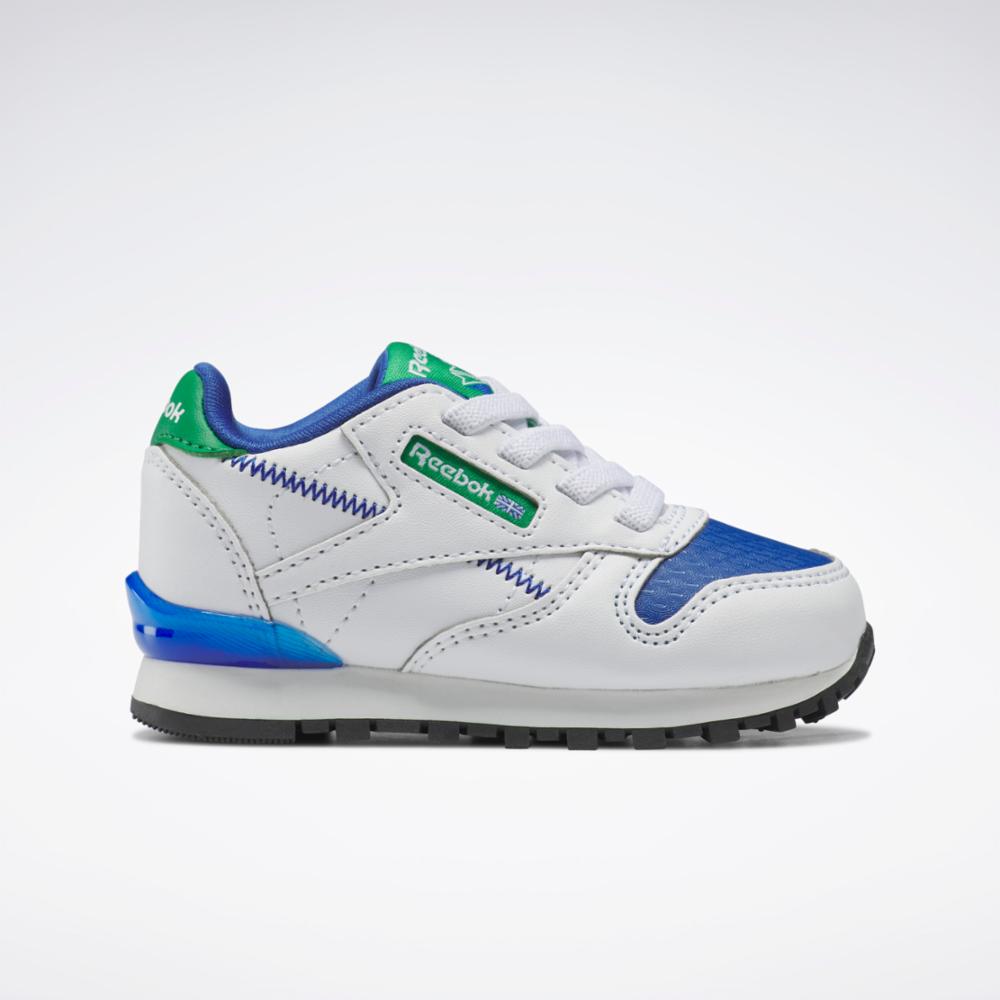Reebok Footwear Kids Classic Leather Step 'n' Flash FTWWHT/FTWWHT/VECB ...