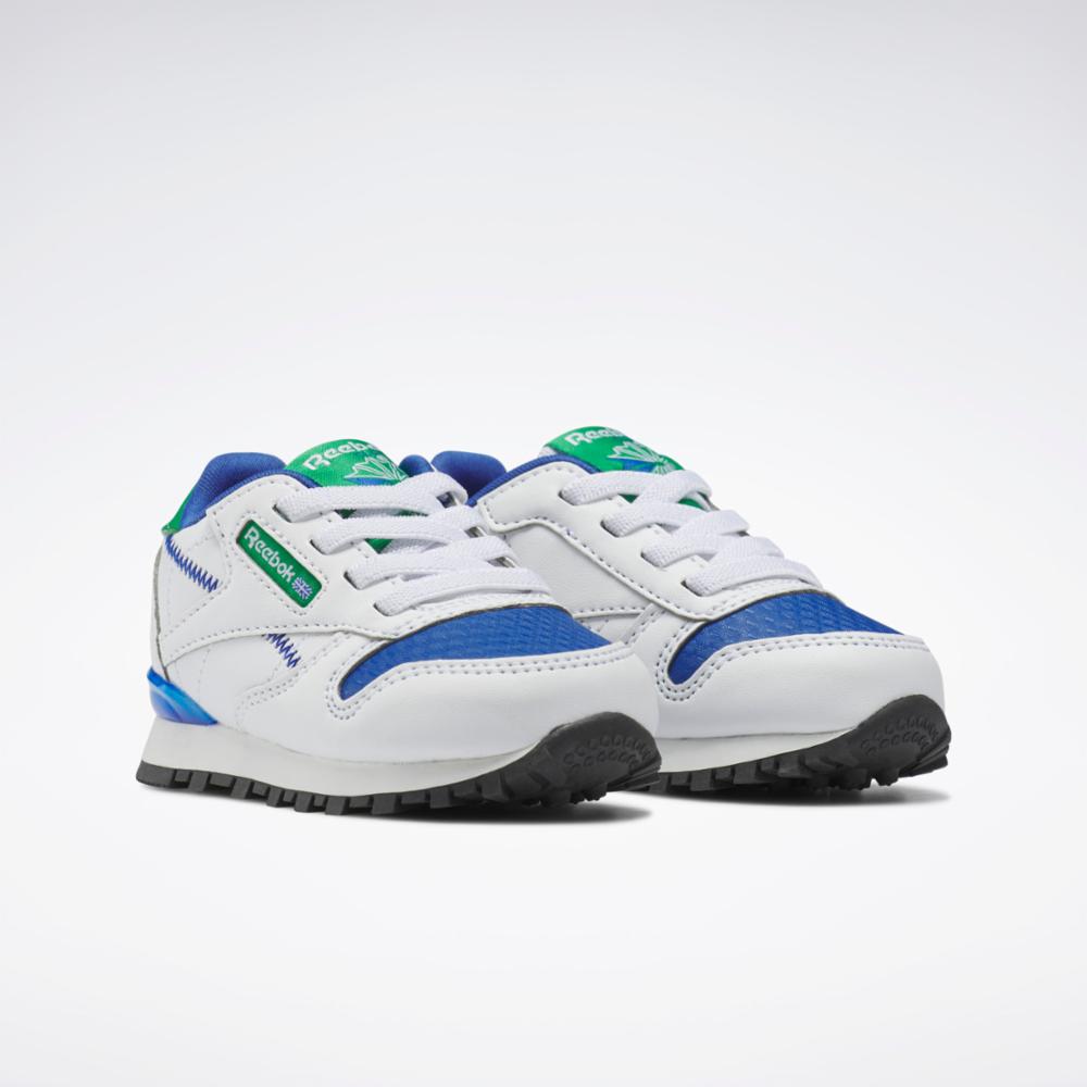 Reebok Footwear Kids Classic Leather Step 'n' Flash FTWWHT/FTWWHT/VECB ...