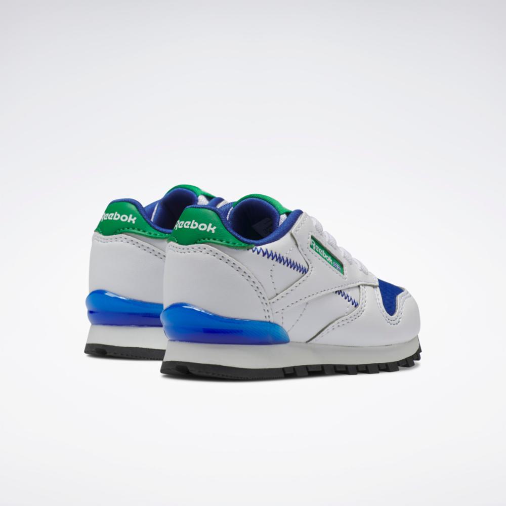 Reebok Footwear Kids Classic Leather Step 'n' Flash FTWWHT/FTWWHT/VECB ...