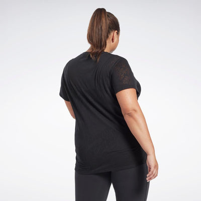 Reebok Apparel Women Burnout T-Shirt (Plus Size) BLACK