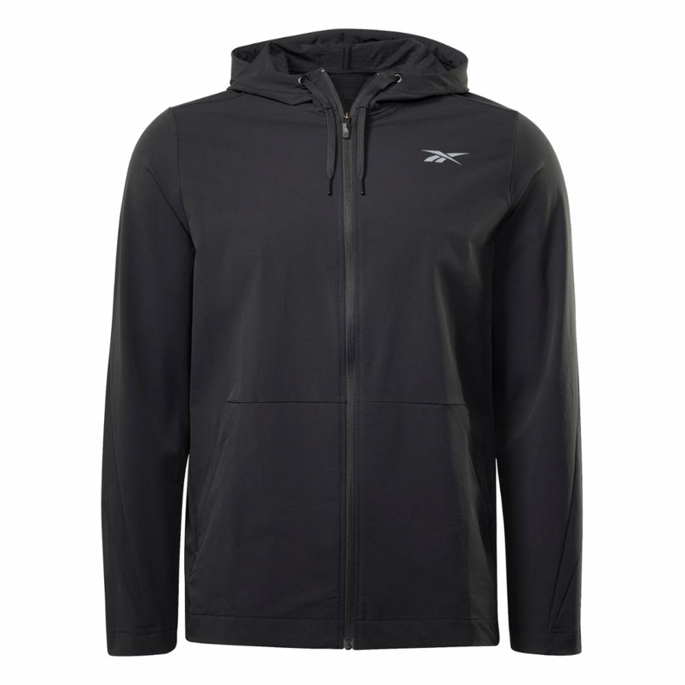 Reebok Apparel Men Performance Woven Zip Up Jacket BLACK Reebok