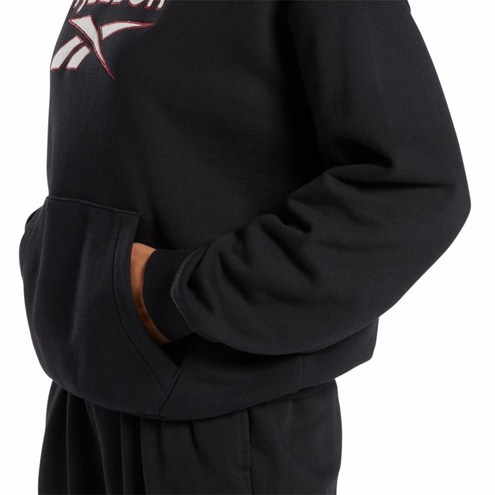 Reebok Metallic Foil Logo Pullover Fleece Hoodie in Black