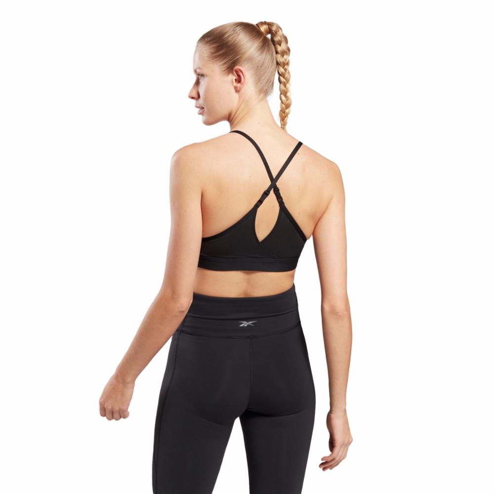 Reebok Apparel Women Reebok Lux Strappy Sports Bra BLACK