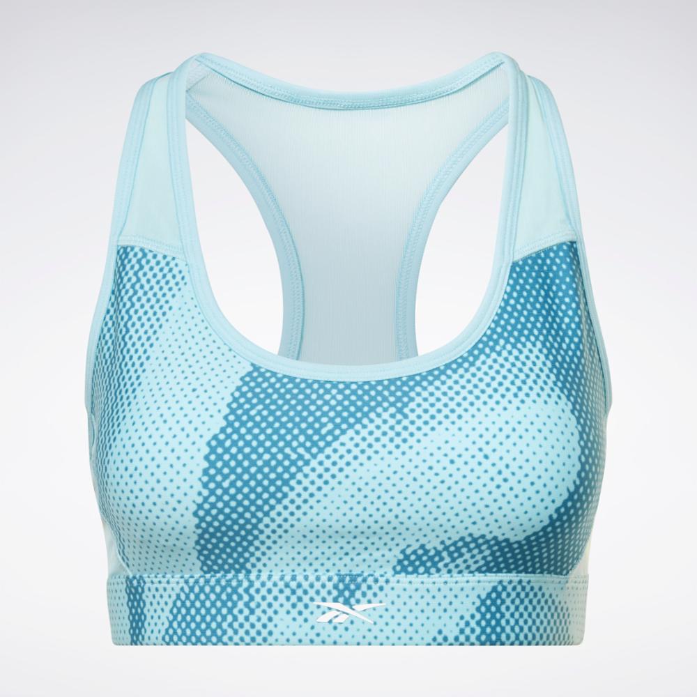 Reebok Apparel Women Lux Perform Allover Print Racer Bra STEBLU