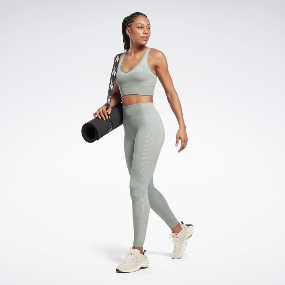 Reebok Leggings Womens Medium Mint Green Capri Crossfit Stretch Workout Hi  Rise
