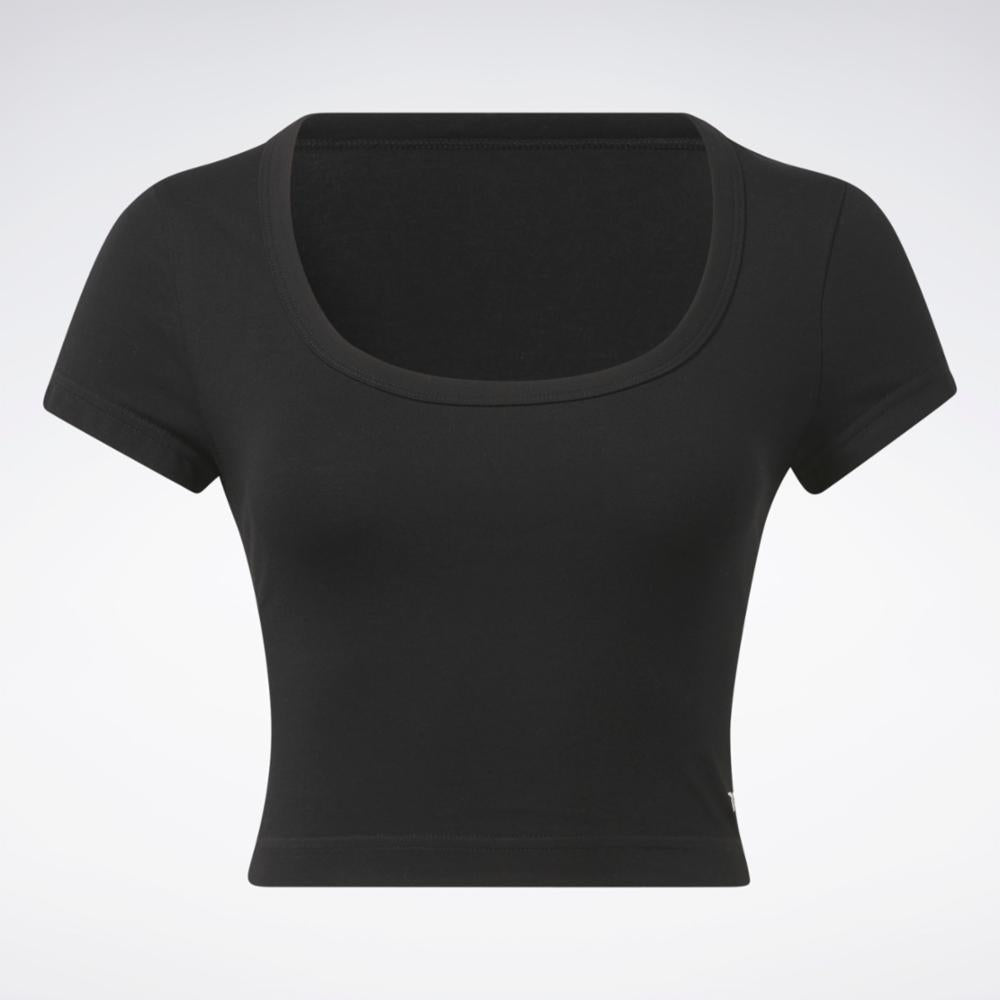 Reebok Apparel Women Reebok Classics Cropped Jersey T-Shirt BLACK ...