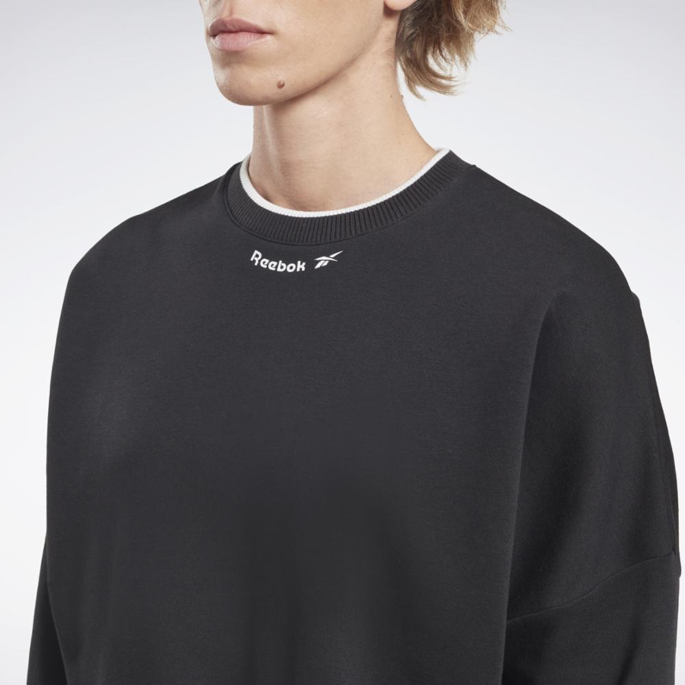 Reebok Apparel Women Reebok Identity Fleece Crew Sweatshirt BLACK